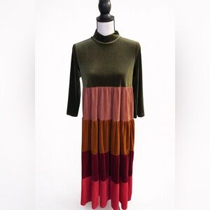 Vada Winter Velvet Tiered Maxi Dress Small Boho Cottagecore